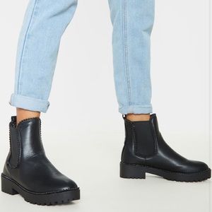 PrettyLittleThing Black Studded Chelsea Ankle Boot